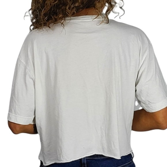 Tom & Jerry Print Crop Cotton Tee Size Small White Short Sleeve - Picture 3 of 4